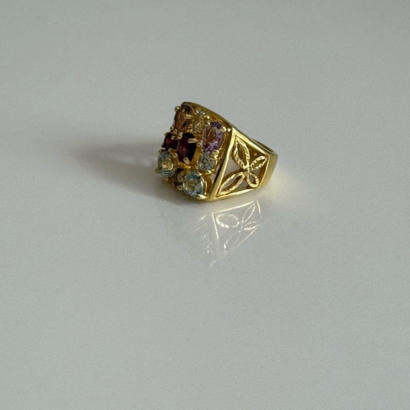 Sterling Silver & Gold Plate Multi Gemstone Ring Vintage Y2K - Picture 10 of 12